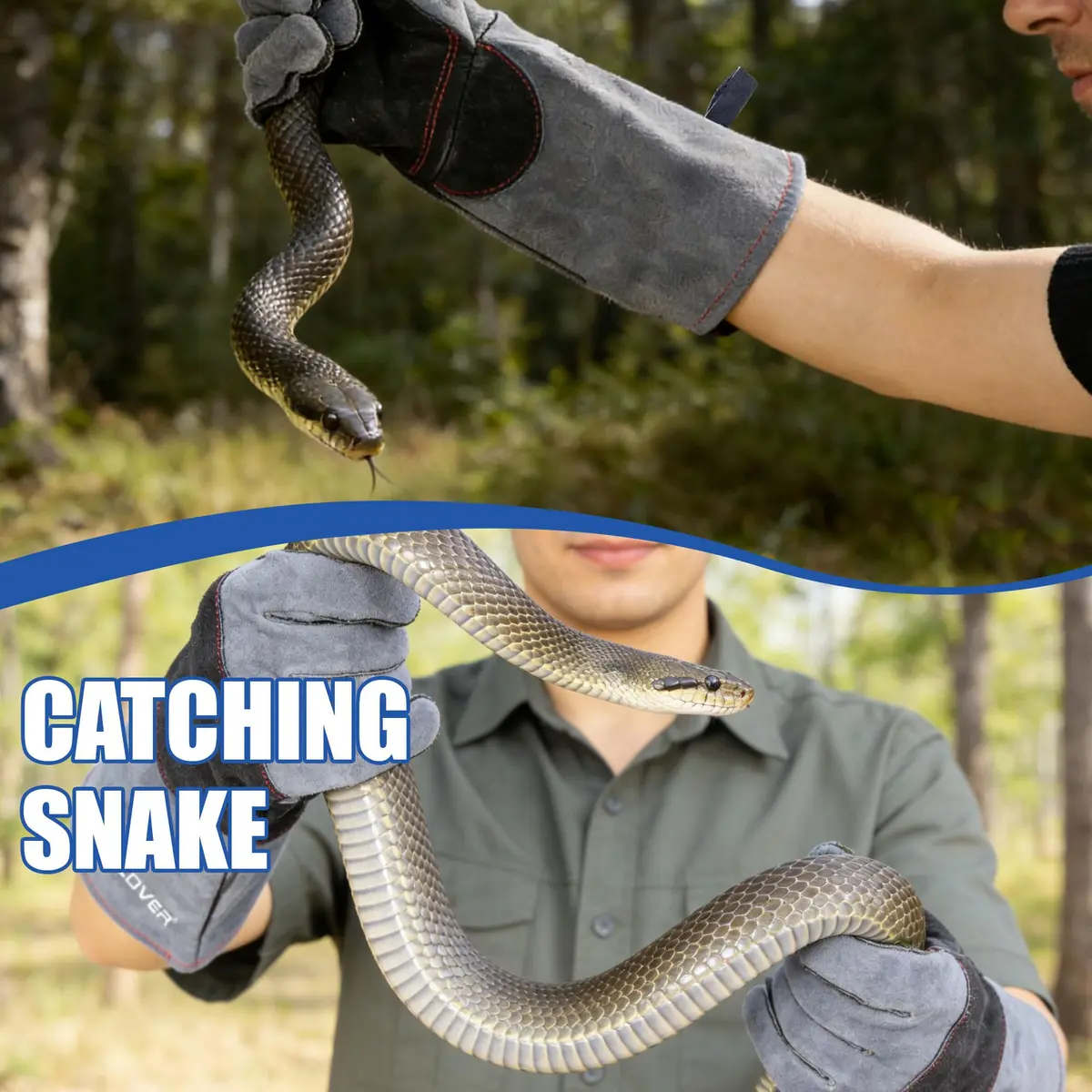 IC ICLOVER Animal Handling Gloves Large 16-inch (40.64cm) | Snake Bite Proof Double Leather for Men - view 6