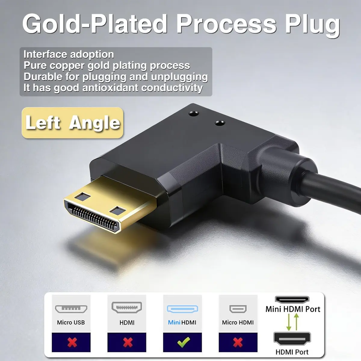 Duttek Thin Mini HDMI to HDMI Coiled Cable 1.2m (1-4ft) | 4K@60Hz Ultra Slim Flexible Angled Cable for Cameras, Tablets, HDTVs - view 3