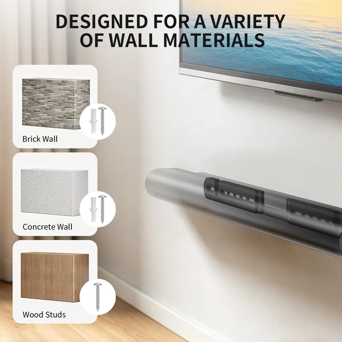 WALI Soundbar Wall Mount for Sonos Arc & Ultra, Black | Heavy Duty Alloy Steel Bracket for 10kg Speakers - view 7