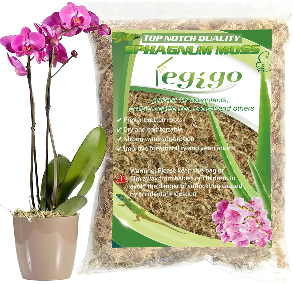 Legigo 4 QT Natural Sphagnum Moss Potting Mix | Moisture-Retentive for Orchids & Carnivorous Plants - view 9