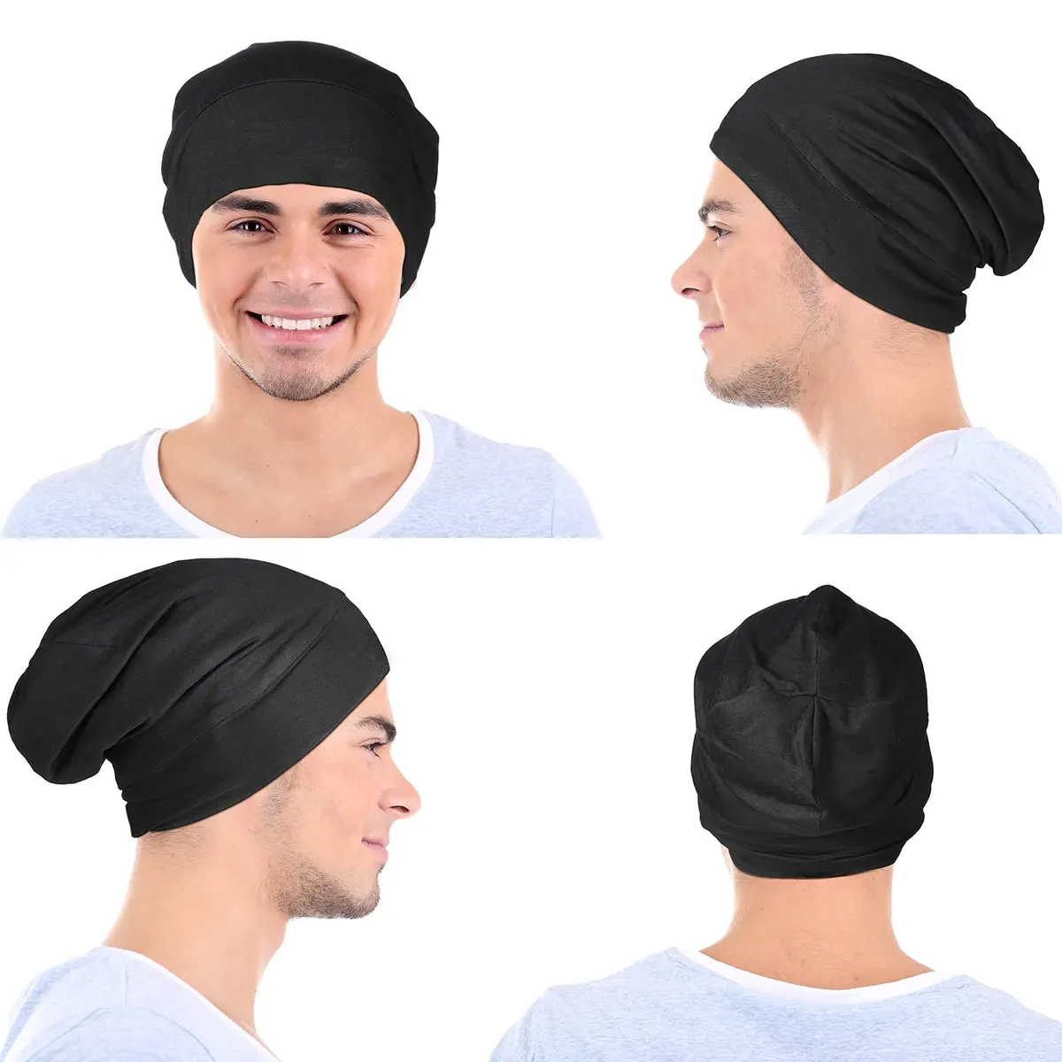 Geyoga Silk Satin Bonnet for Men 2 Pack | Adjustable Elastic Band for Curly Hair - view 5