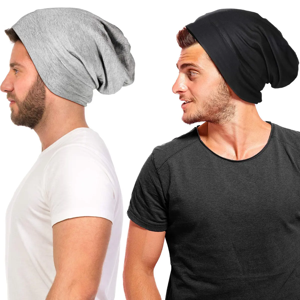 Geyoga Silk Satin Bonnet for Men 2 Pack | Adjustable Elastic Band for Curly Hair - main product image