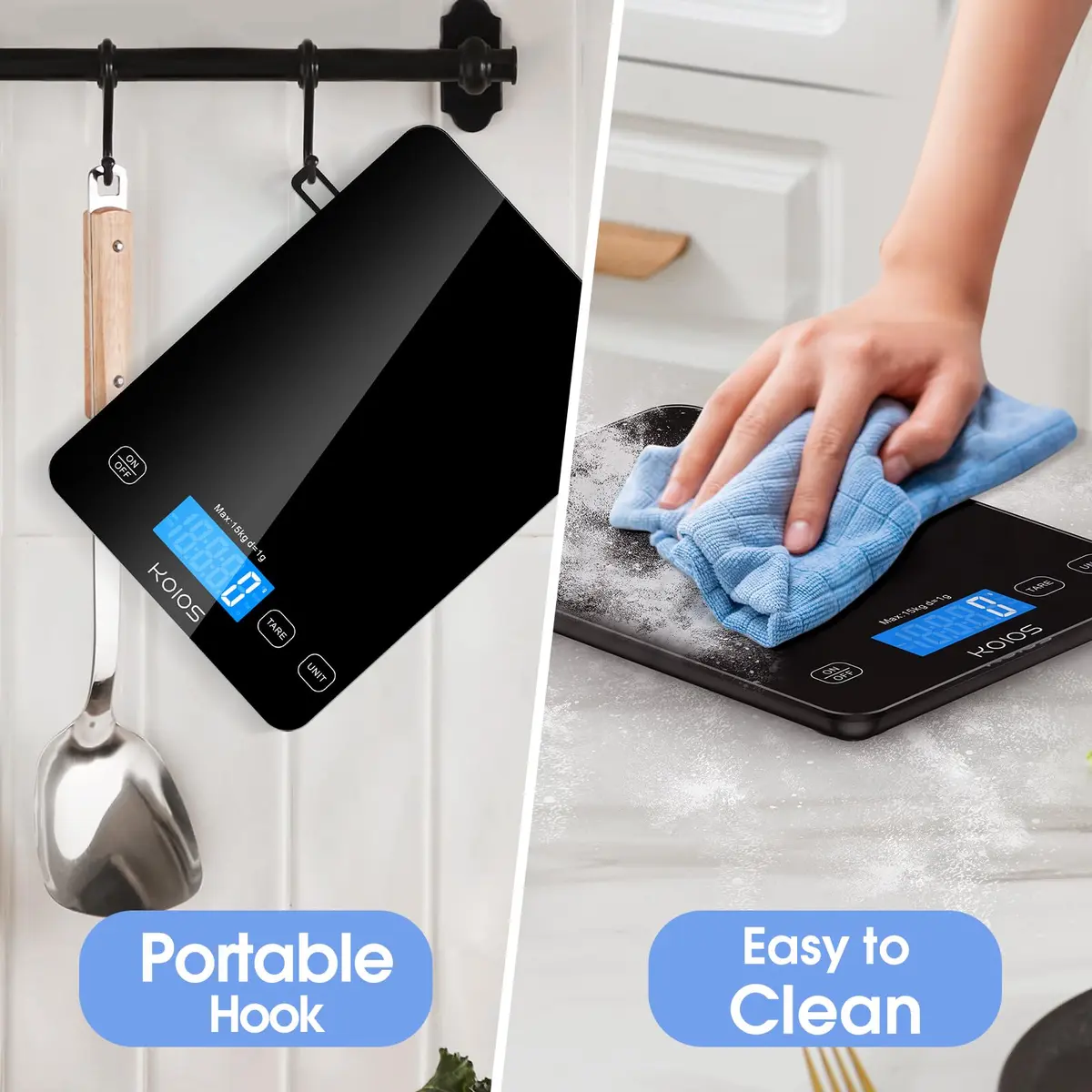 KOIOS Black 33lb (15kg) Digital Kitchen Scale | Precision Weighing for Baking & Cooking - view 9
