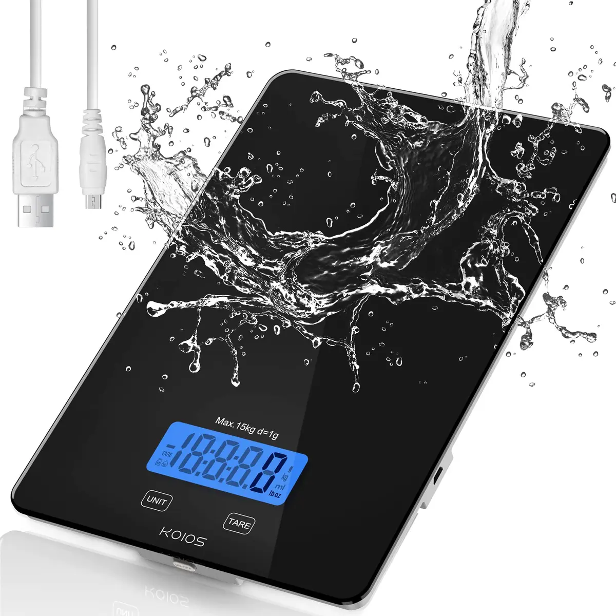 KOIOS Black 33lb (15kg) Digital Kitchen Scale | Precision Weighing for Baking & Cooking - view 2