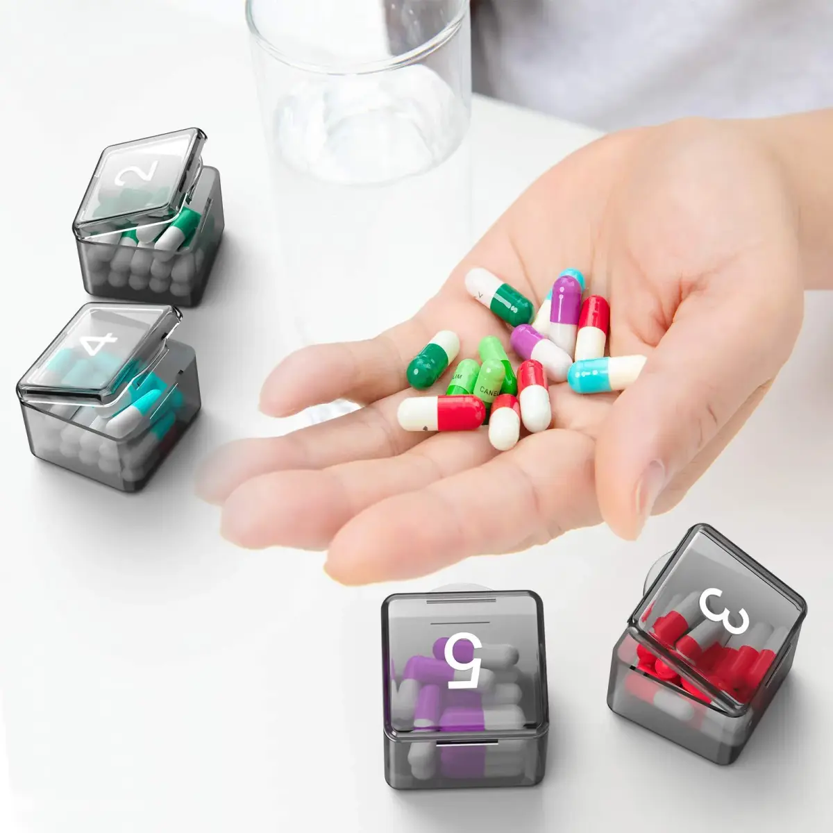DOHIMGIO 30-Day Monthly Pill Organizer Box with Large Compartments | Squeeze-to-Open Design - view 9