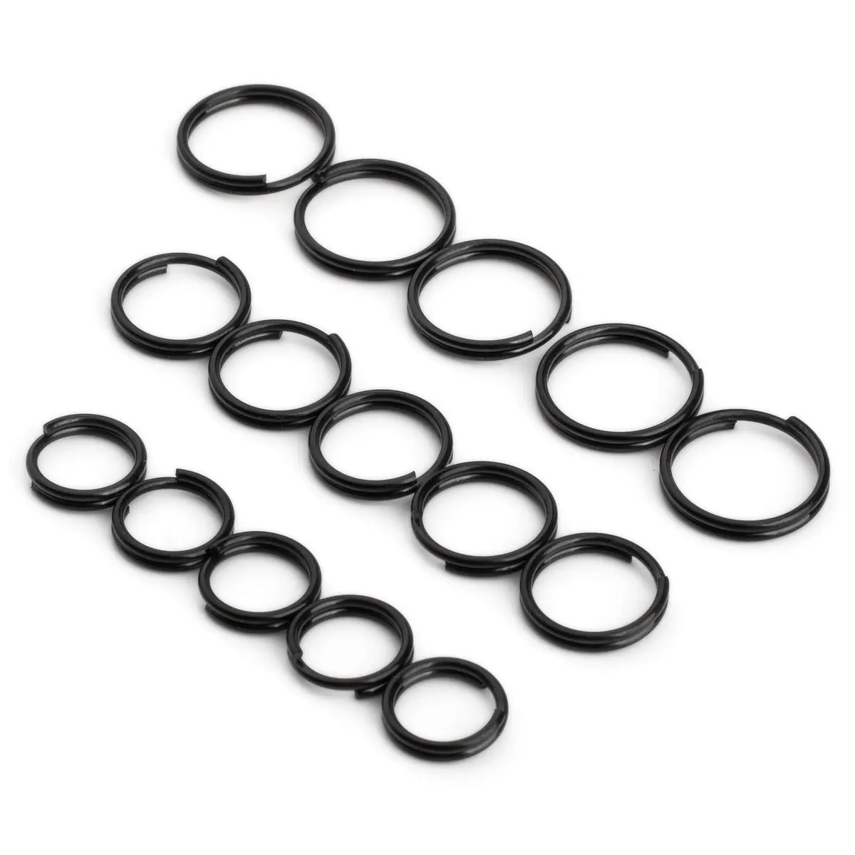FEGVE TC4 Titanium Split Key Rings Set, 15 pcs Black-Plated Jump Rings for Keys & Jewelry DIY | Rustproof & Durable - main product image