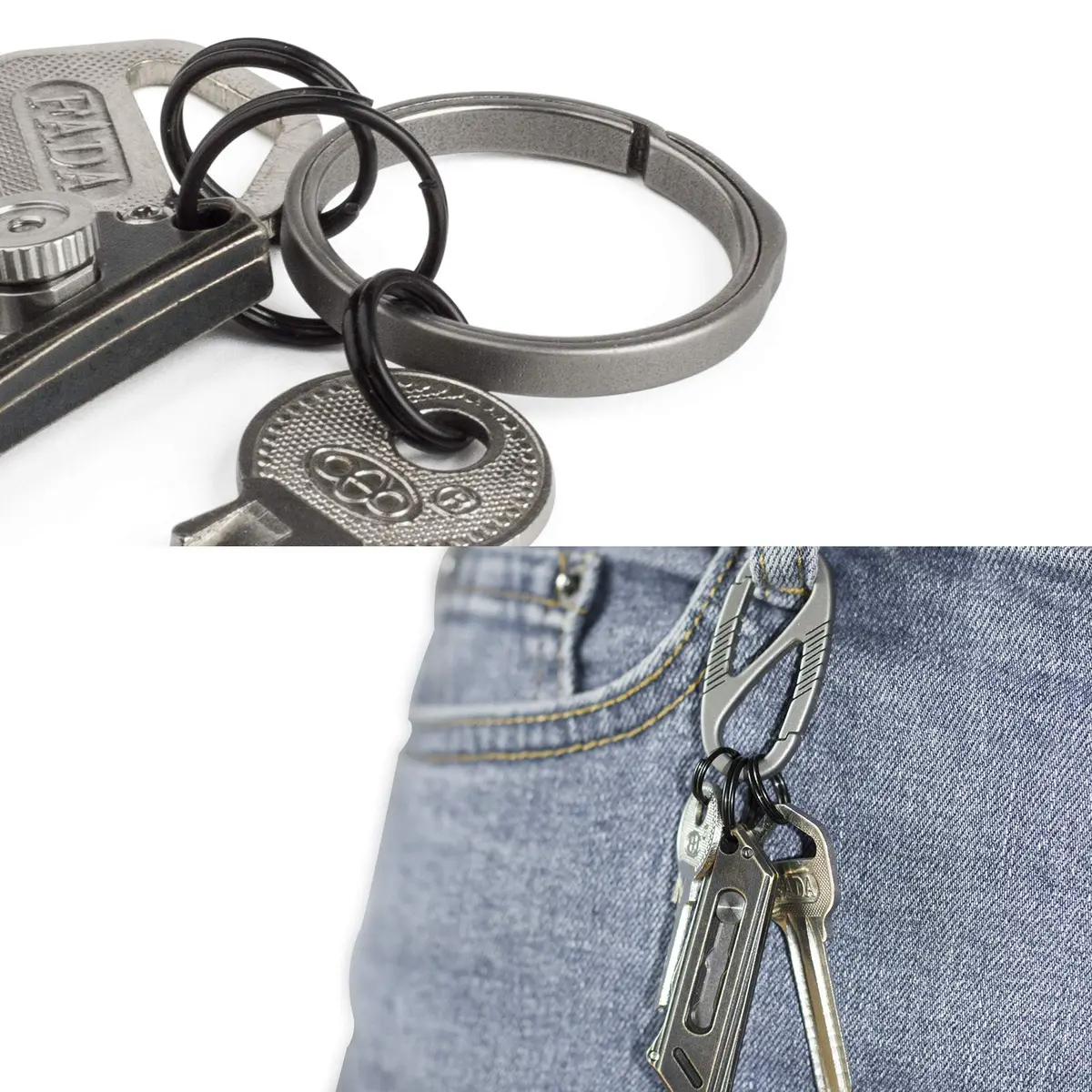 FEGVE TC4 Titanium Split Key Rings Set, 15 pcs Black-Plated Jump Rings for Keys & Jewelry DIY | Rustproof & Durable - view 5