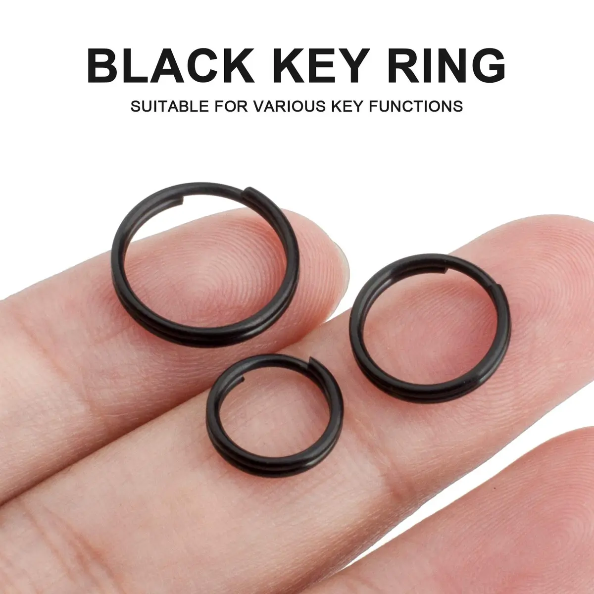 FEGVE TC4 Titanium Split Key Rings Set, 15 pcs Black-Plated Jump Rings for Keys & Jewelry DIY | Rustproof & Durable - view 4