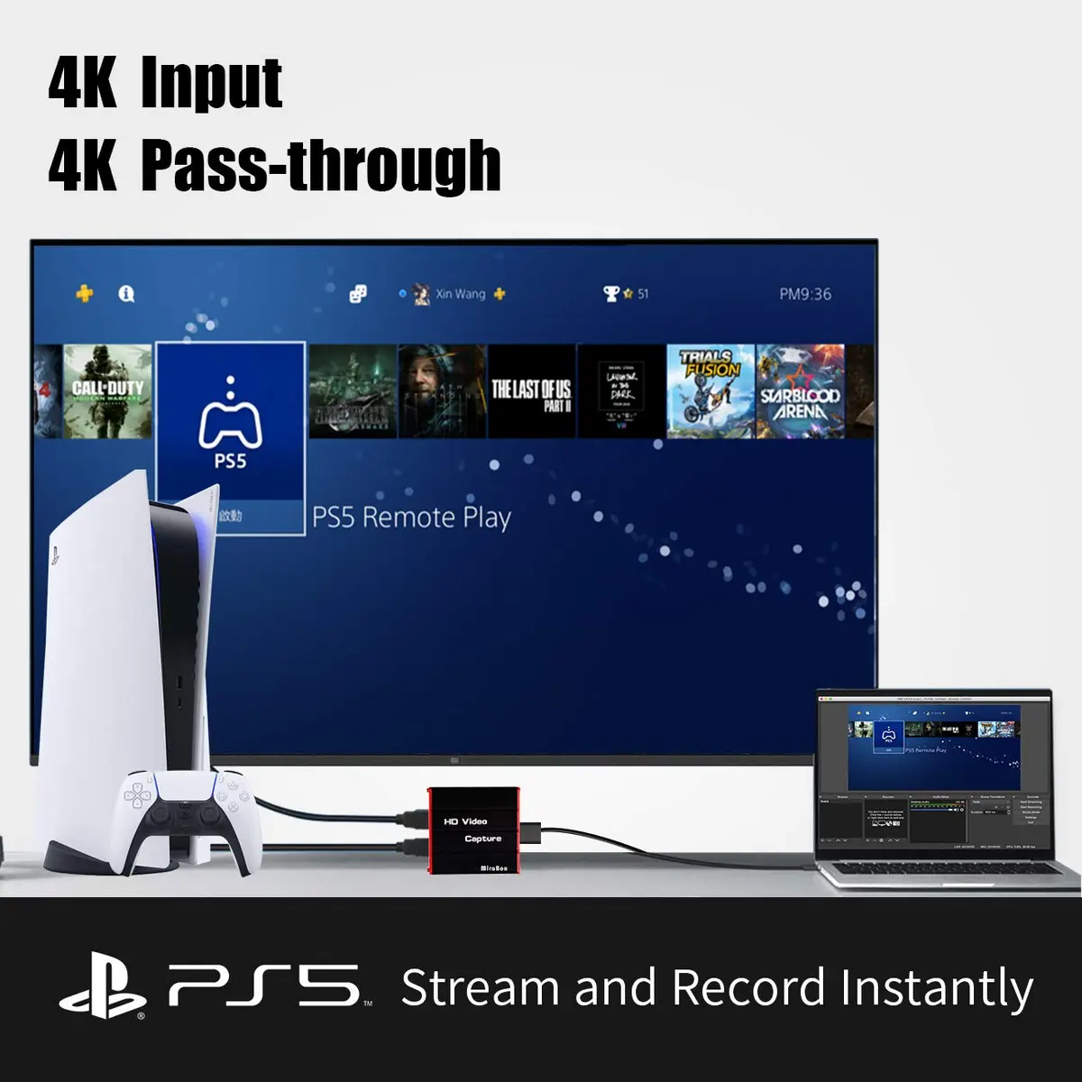 Mirabox HSV320 USB 3.0 HDMI Capture Card 1080p 60FPS | Zero Latency HDMI Passthrough for PC and Gaming Consoles - view 3
