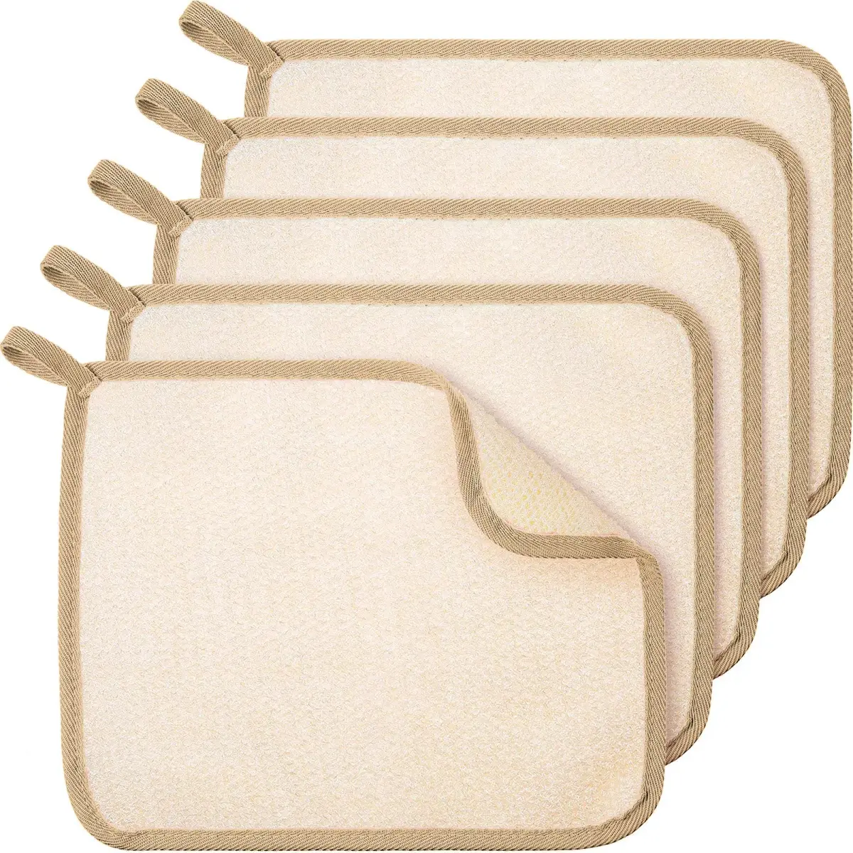Tatuo Exfoliating Washcloth 5 Pcs (27cm x 23cm) | Dual-Sided Scrub for Face & Body - main product image