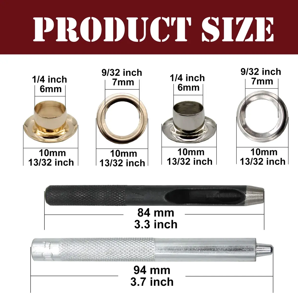 Raydodo 1/4 Inch Brass Grommet Kit with Tool | Durable DIY Fasteners for Crafts & Sewing - view 2