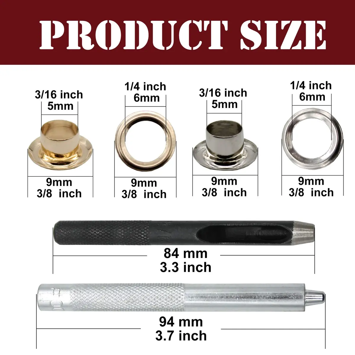 Raydodo 3/16 Inch Brass Grommet Kit with Tool | DIY Crafts & Repairs in India - view 2