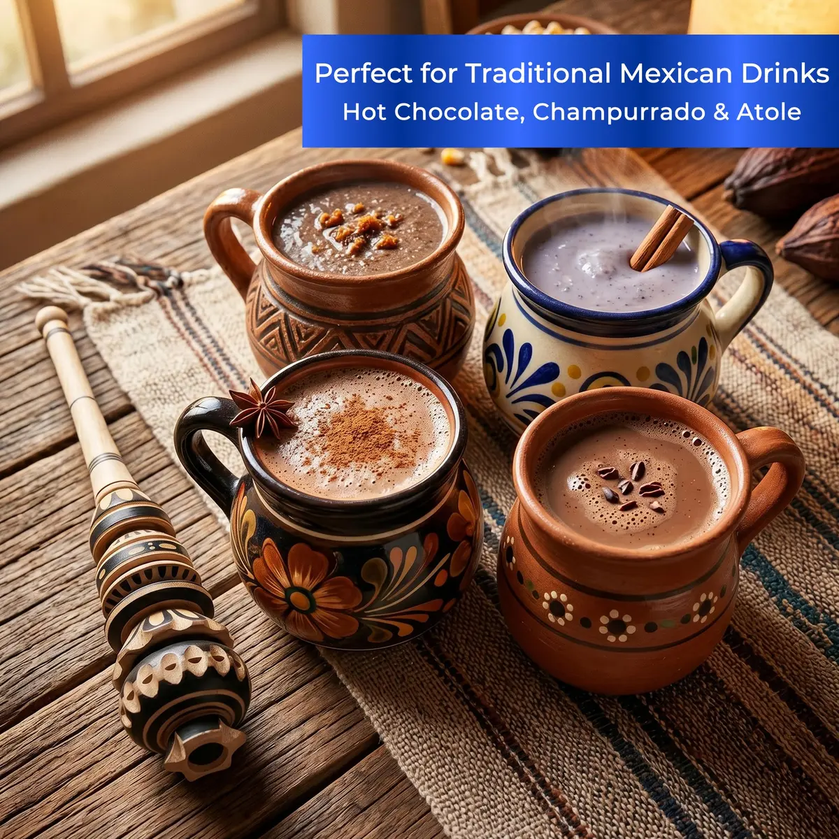 GLOBE ROCKET Handmade Molinillo Hot Chocolate Frother (Large) 34.3cm (13.5 inches) | Authentic Mexican Tradition - view 4