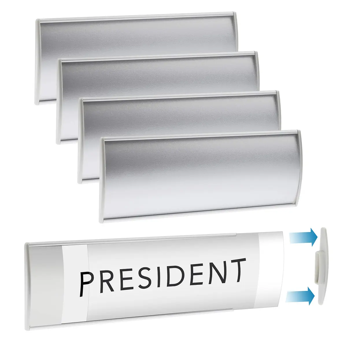 GlossyEnd Silver Aluminum Wall Mount Name Plate Holder | Durable Office Signage (8” x 3”) - main product image