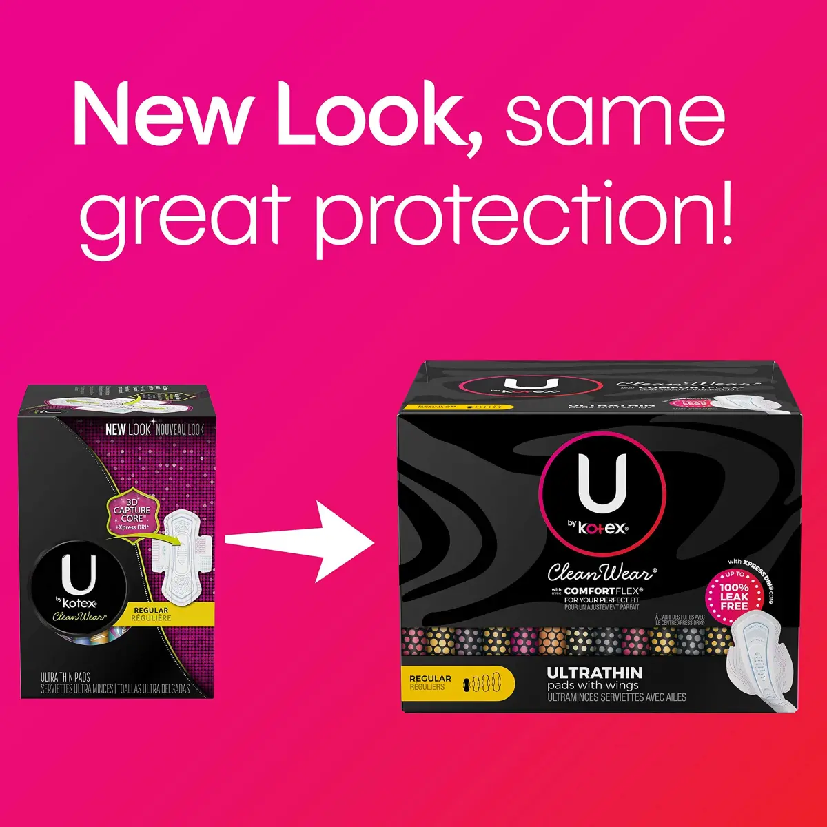 U by Kotex CleanWear Ultra Thin Feminine Pads with Wings, Regular Absorbency, 32 Count | Dermatologist Tested & Hypoallergenic - view 2