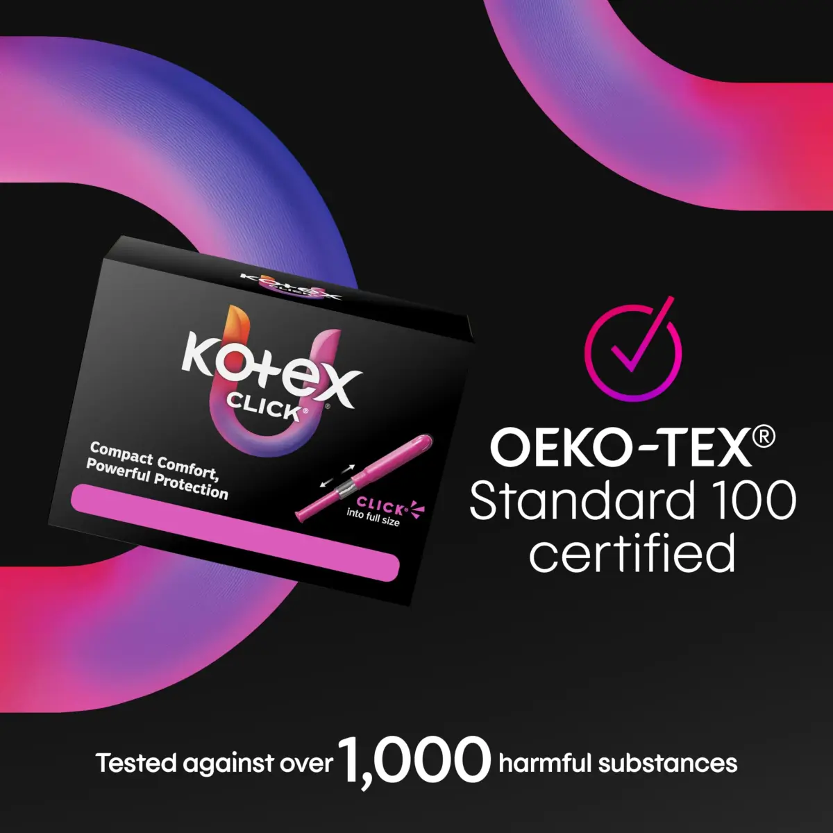 U by Kotex Click Compact Tampons Super Plus Unscented 45 Count | Gynecologist-Tested for Leak-Free Protection - view 9