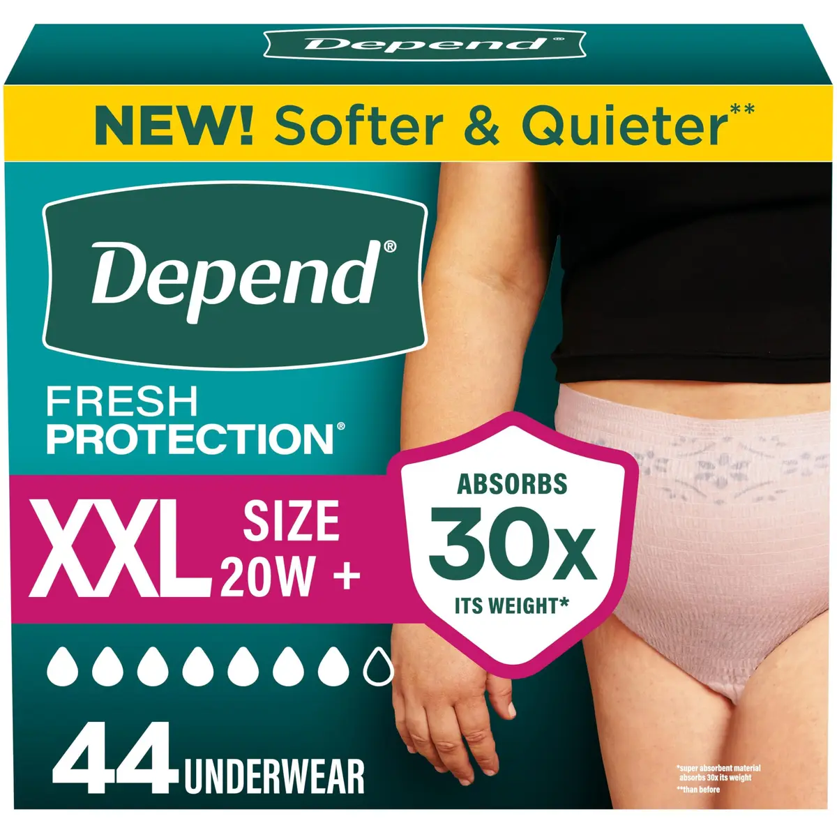 Depend Fresh Protection Adult Diapers for Women XXL | Ultra-Absorbent, Odorless Comfort (70-120 chars) - main product image