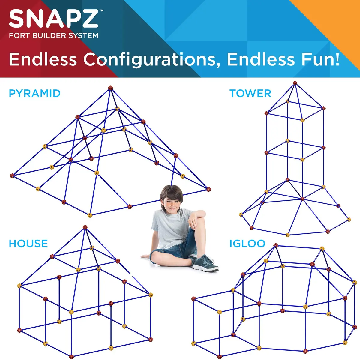 SNAPZ Ultimate Fort Builder Kit for Kids 8-12 | Sturdy Indoor STEM Play Set for Ages 4-8 - view 4