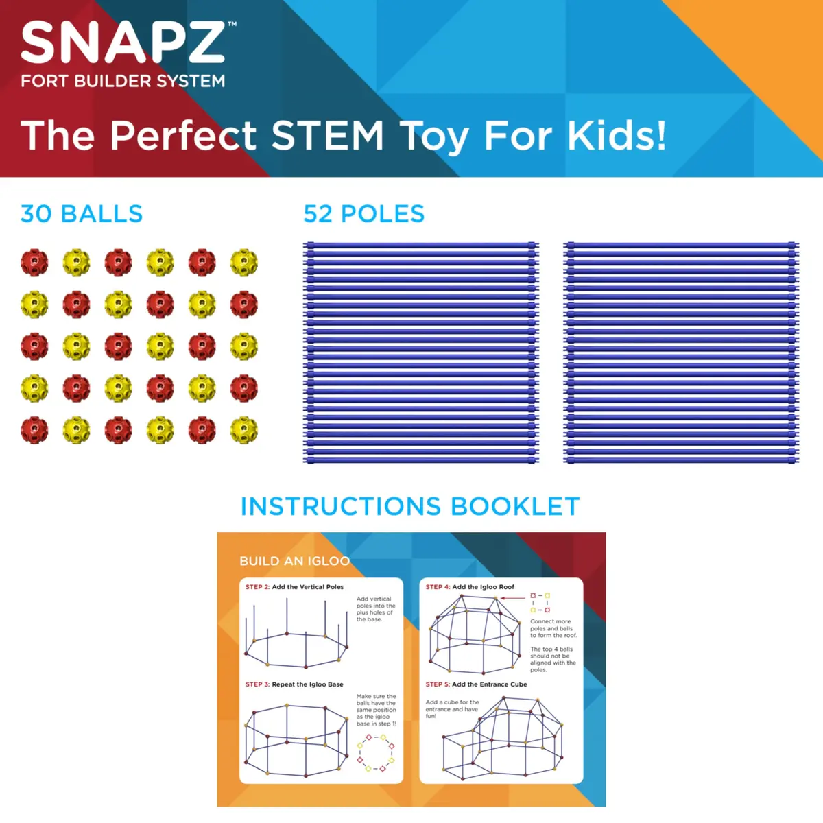 SNAPZ Ultimate Fort Builder Kit for Kids 8-12 | Sturdy Indoor STEM Play Set for Ages 4-8 - view 3
