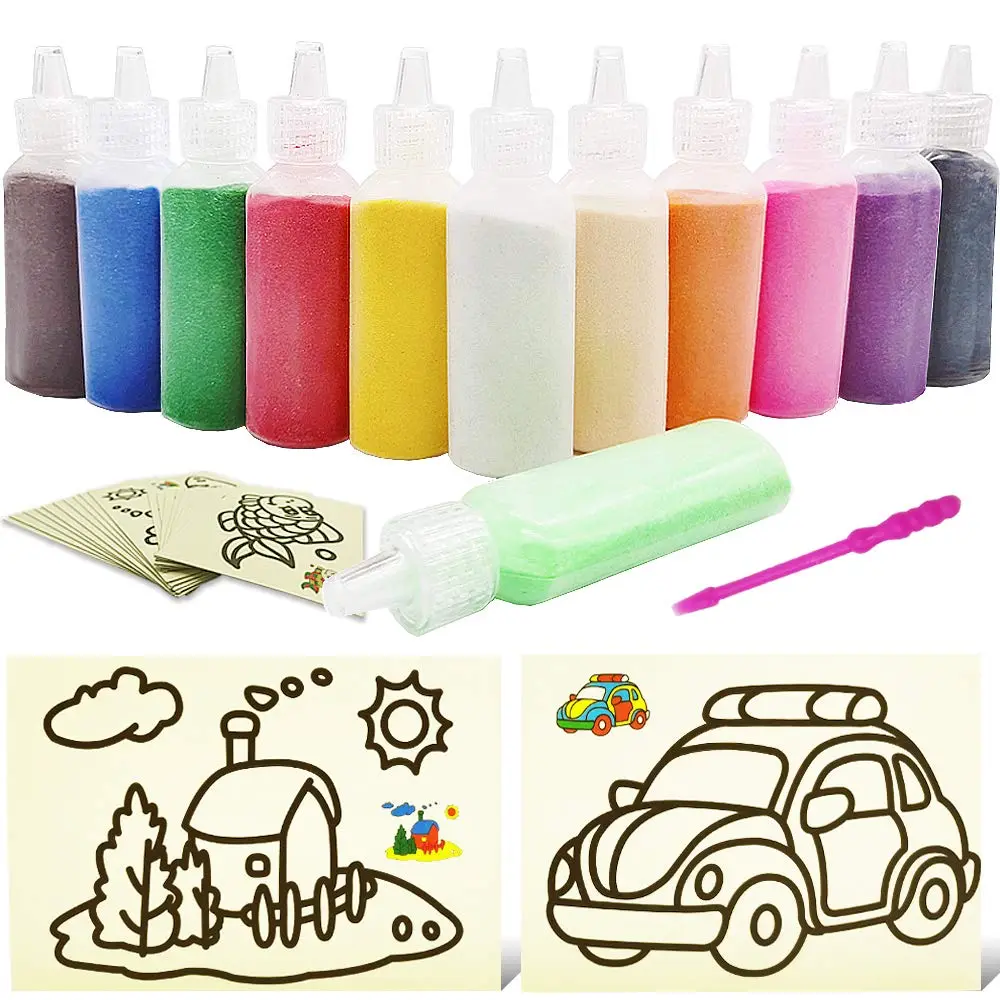 Zddaoole 32 PCS Art Sand Kit with 12 Colors & 20 Pattern Cards | Non-Toxic Craft Kit for DIY - main product image