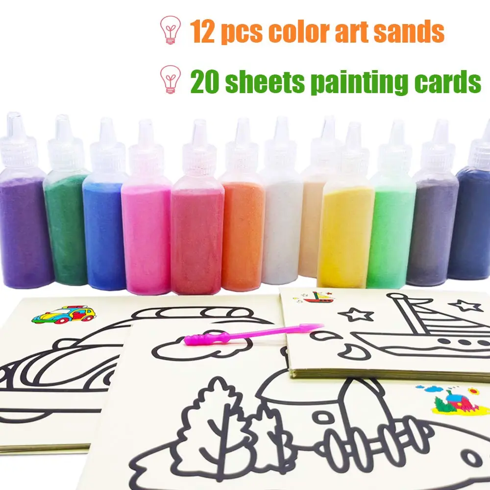Zddaoole 32 PCS Art Sand Kit with 12 Colors & 20 Pattern Cards | Non-Toxic Craft Kit for DIY - view 2