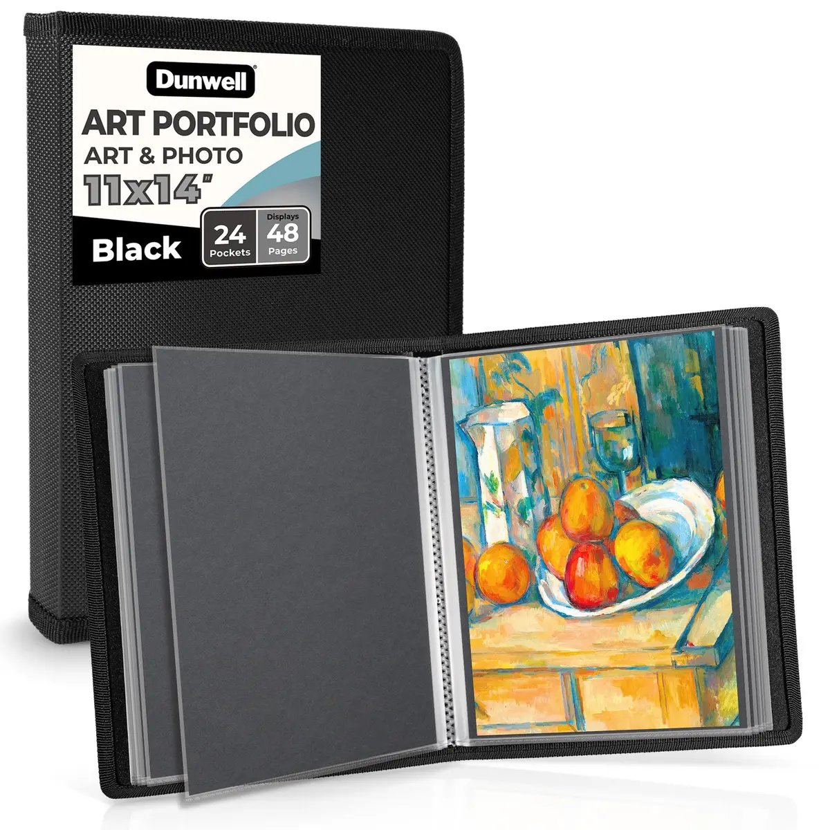 Dunwell 11x14 Art Portfolio Binder, 24-Sleeve, Artwork Storage | Professional Artist Portfolio with 48 Viewable Pages - main product image