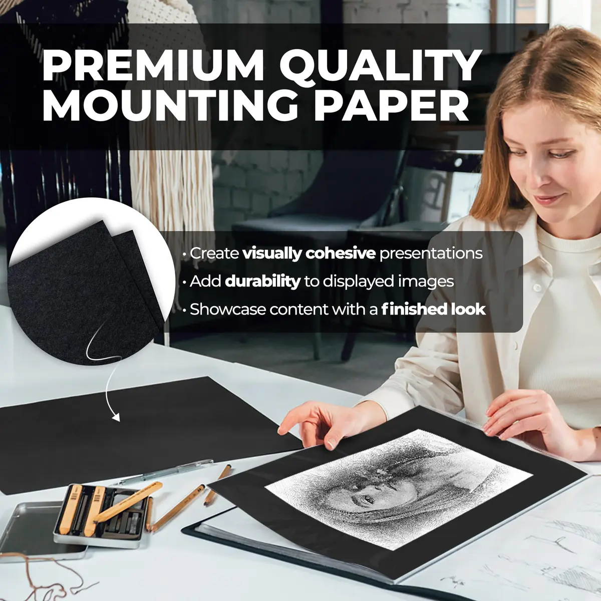 Dunwell 11x14 Art Portfolio Binder, 24-Sleeve, Artwork Storage | Professional Artist Portfolio with 48 Viewable Pages - view 3