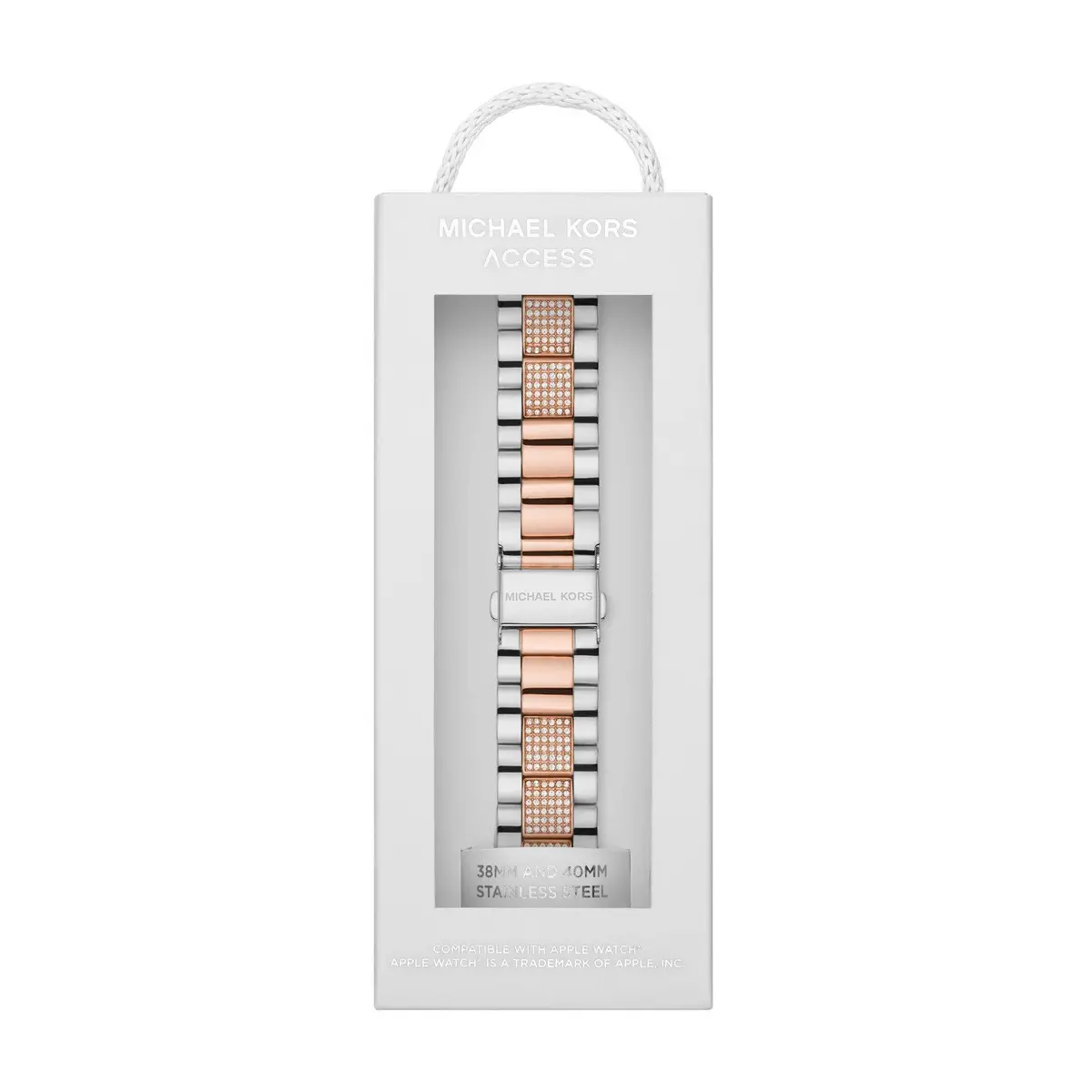 Michael Kors Women's Two-Tone Stainless Steel Band for Apple Watch 38/40/41mm | Rose Gold Pavé Center Links - view 5