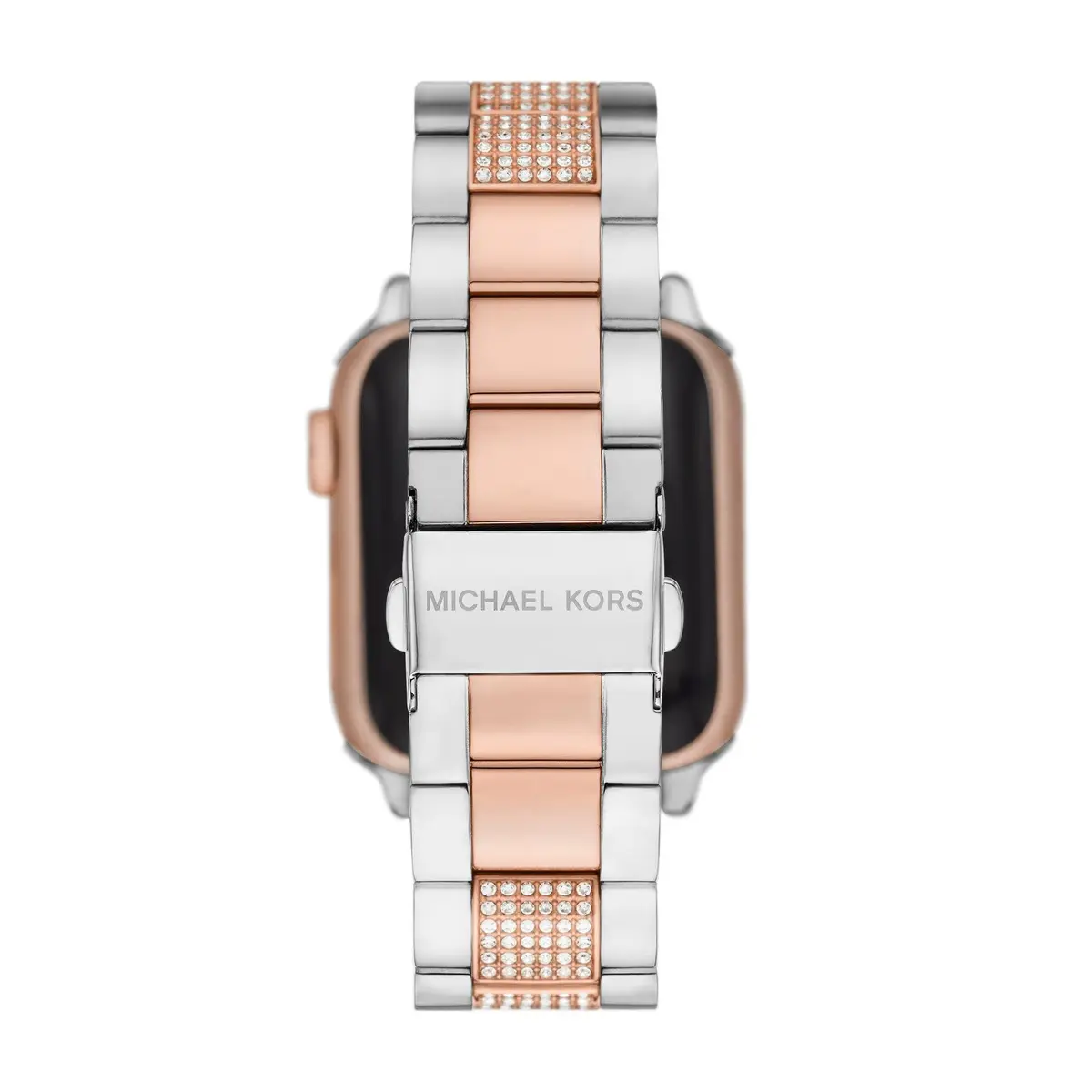 Michael Kors Women's Two-Tone Stainless Steel Band for Apple Watch 38/40/41mm | Rose Gold Pavé Center Links - view 3