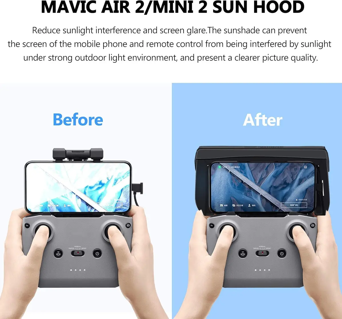 STARTRC Sun Hood for DJI RC-N3/N2, for DJI Mini 4K/NEO 2/X1 Accessories | Foldable Magnetic Sunshade for 4.4-7.1" Smartphone - view 5