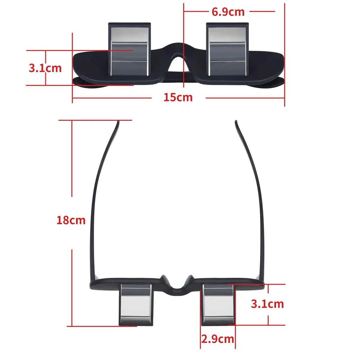 okcsc Horizontal Lazy Glasses Small | Prism Reading Glasses for Bed Watching TV - view 4