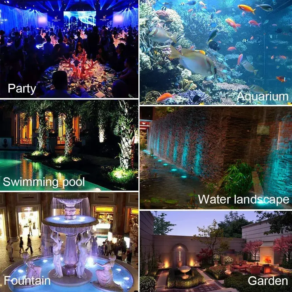 ZHGSERVU LED Underwater Pond Lights 2-Pack (2.75in x 4in) | IP68 Waterproof RGB Color Changing Landscape Spotlights - view 6