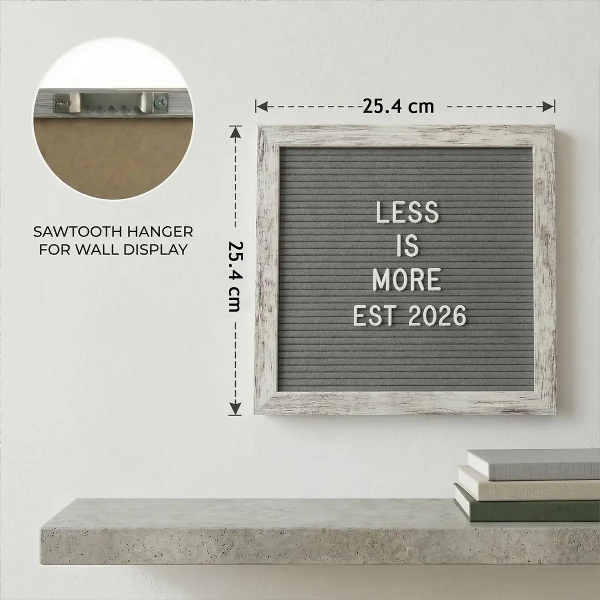 C CRYSTAL LEMON Rustic Gray Felt Letter Board 10x10 with Stand & Wall Mount, 336 White Letters - view 9
