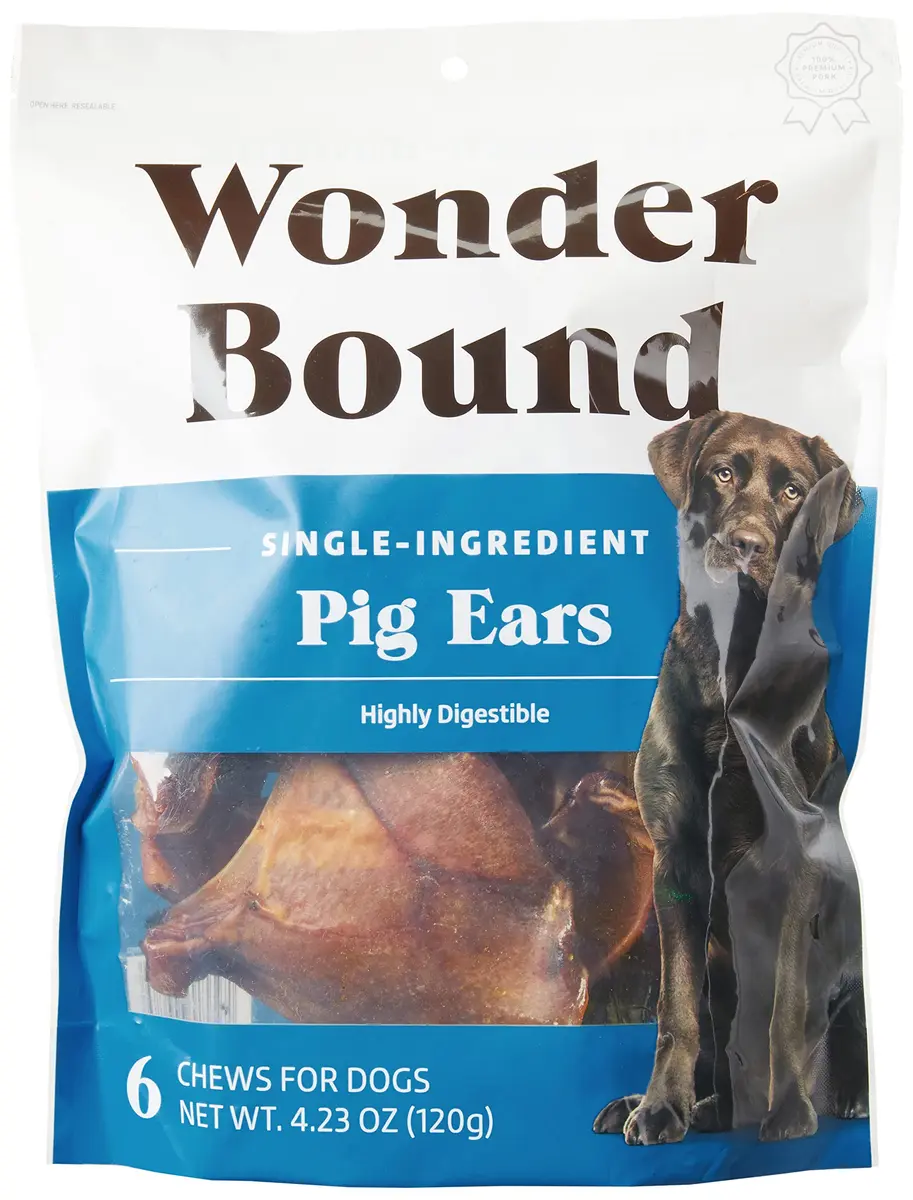 Wonder Bound Whole Pig Ears Dog Treats, Pork, 6 oz (170 g) | Supports Dental Health & Digestibility - main product image