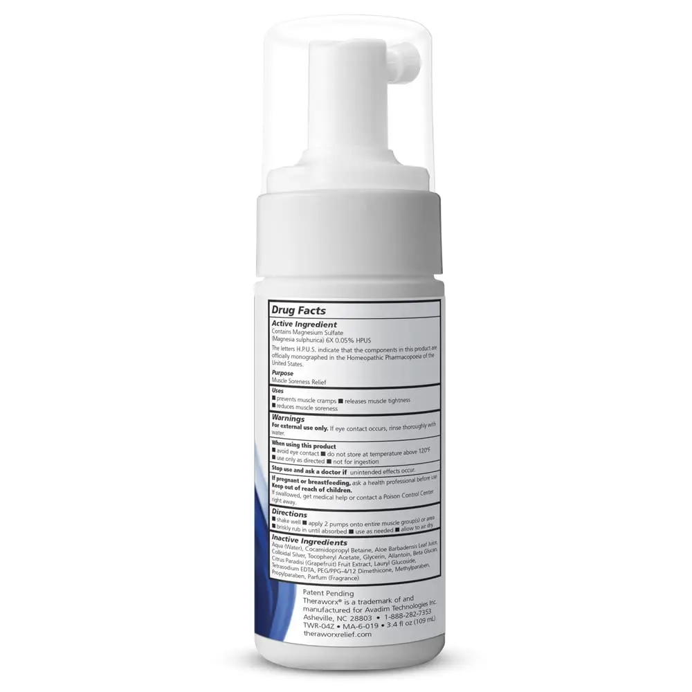 Theraworx Relief Fast-Acting Foam for Leg & Foot Cramps | Muscle Soreness Support, 3.4oz Travel Size - main product image