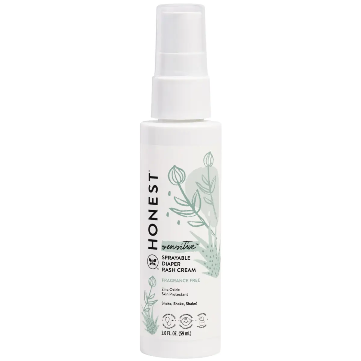 The Honest Company Diaper Rash Cream Spray with Zinc Oxide | 59ml (2 fl oz) | Hypoallergenic, Dermatologist Tested - main product image