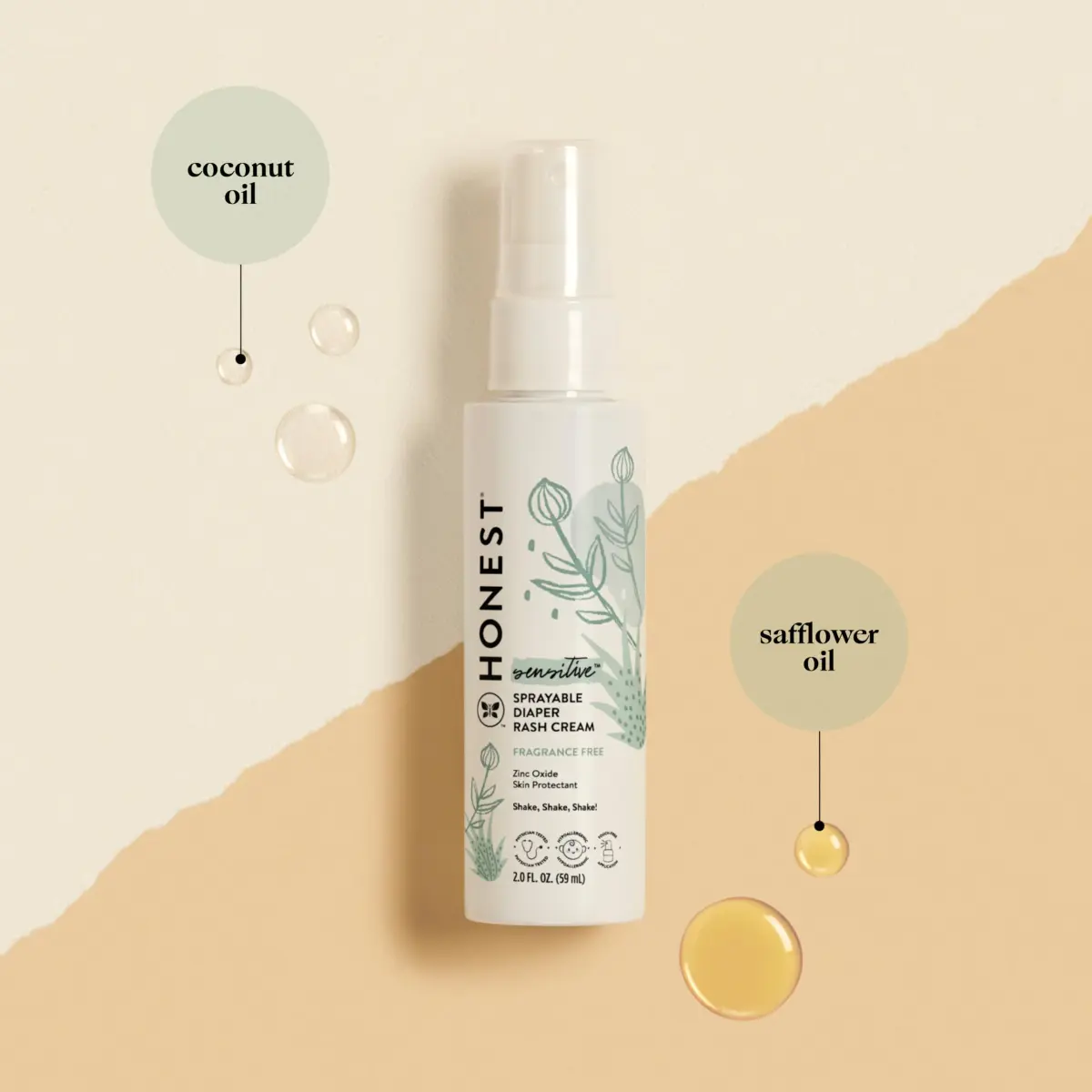 The Honest Company Diaper Rash Cream Spray with Zinc Oxide | 59ml (2 fl oz) | Hypoallergenic, Dermatologist Tested - view 2
