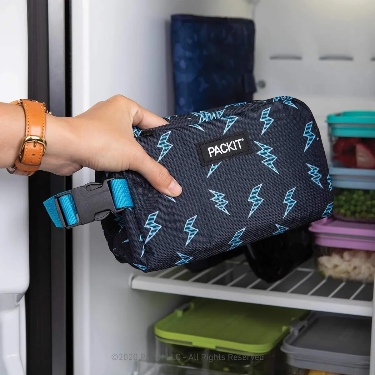 PackIt Freezable Snack Box, Striped Bolts | EcoFreeze Technology, Collapsible & Reusable (70-120 chars) - view 5