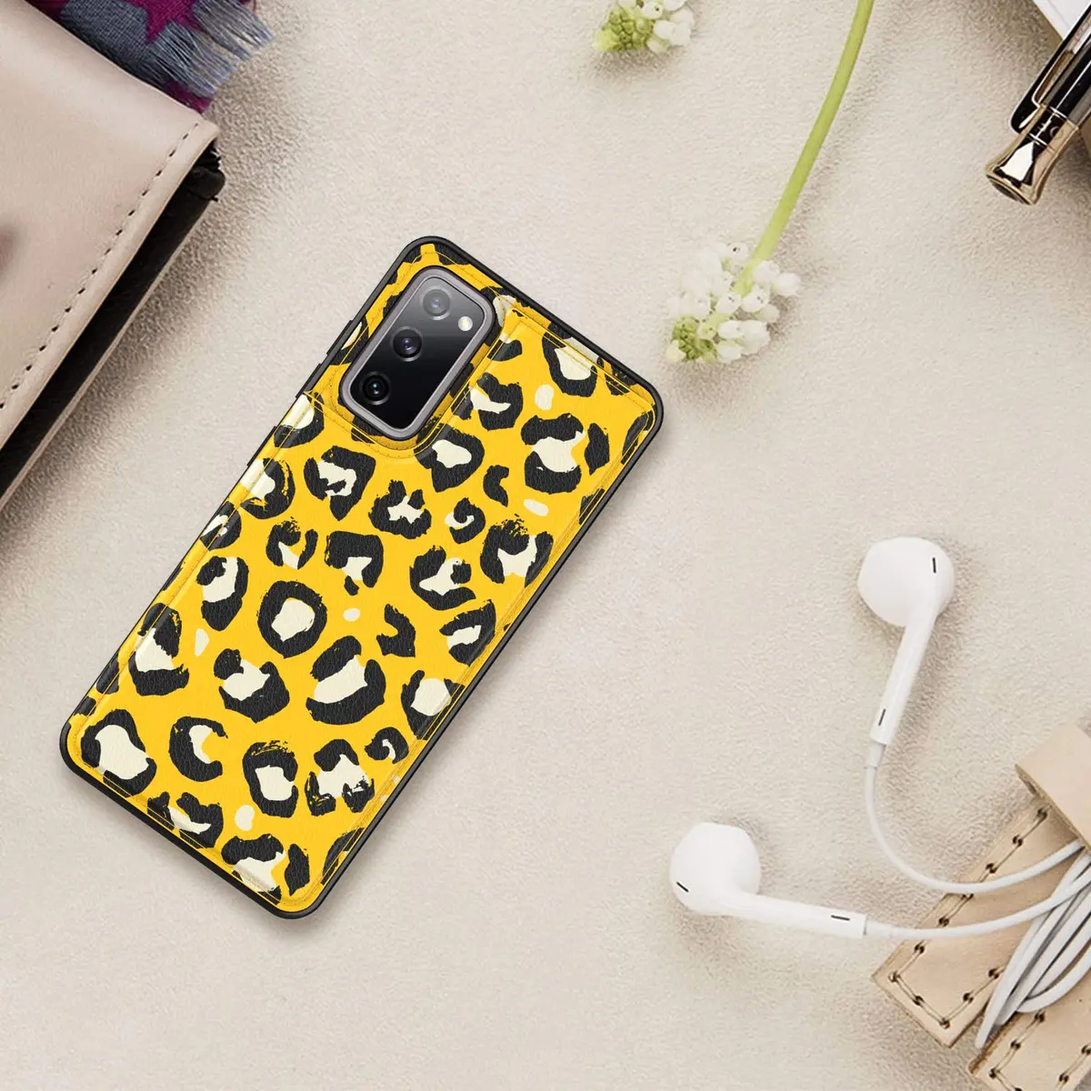 LETO Nice Yellow Leopard Flip Folio Leather Wallet Case for Samsung Galaxy S20 FE | Card Slots & Kickstand - view 7