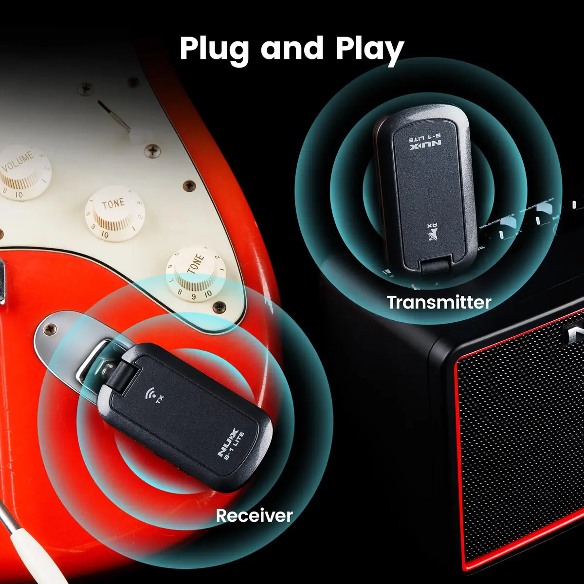 NUX B-1 Lite 2.4GHz Wireless Guitar System | Ultra-Low Latency, HD Audio, Rechargeable, Plug & Play (≤120 chars) - view 3