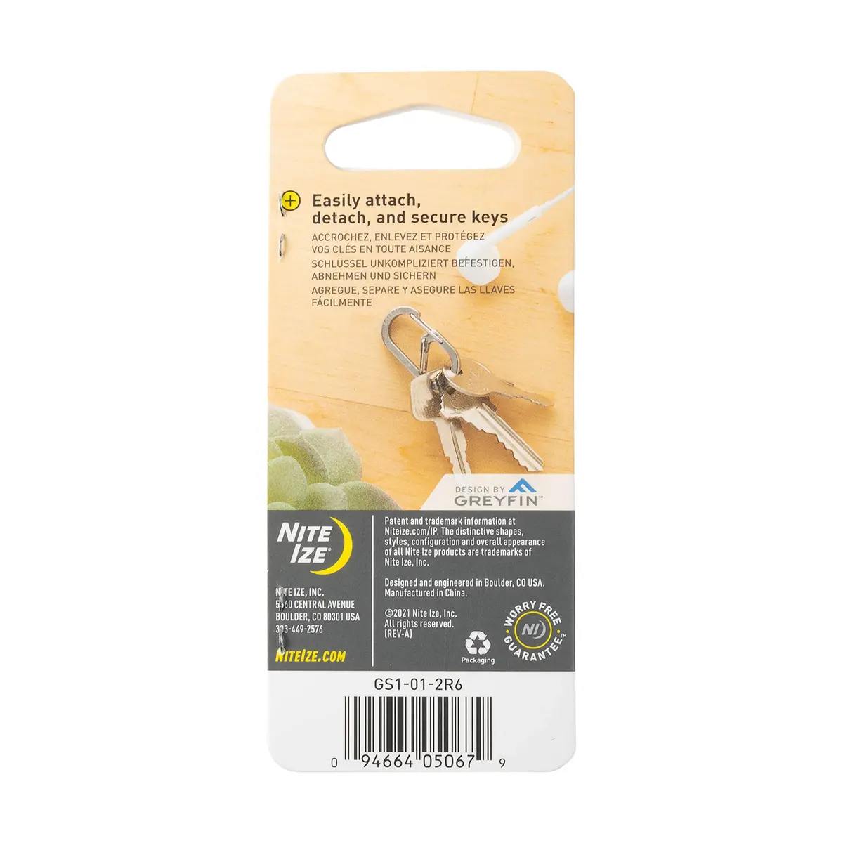 Nite IZE GS1-01-2R6 G-Series Dual Chamber Carabiner, Size #1 2-Pack, Black | Secure Stainless Steel Keychain - view 7