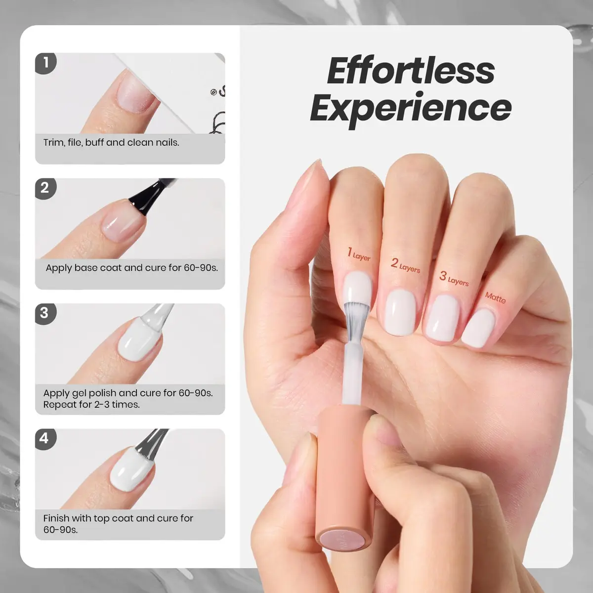 Beetles Milky White Gel Nail Polish 15ml (0.51 fl oz) | Toxin-Free Jelly Nude Color for Natural Nails - view 7