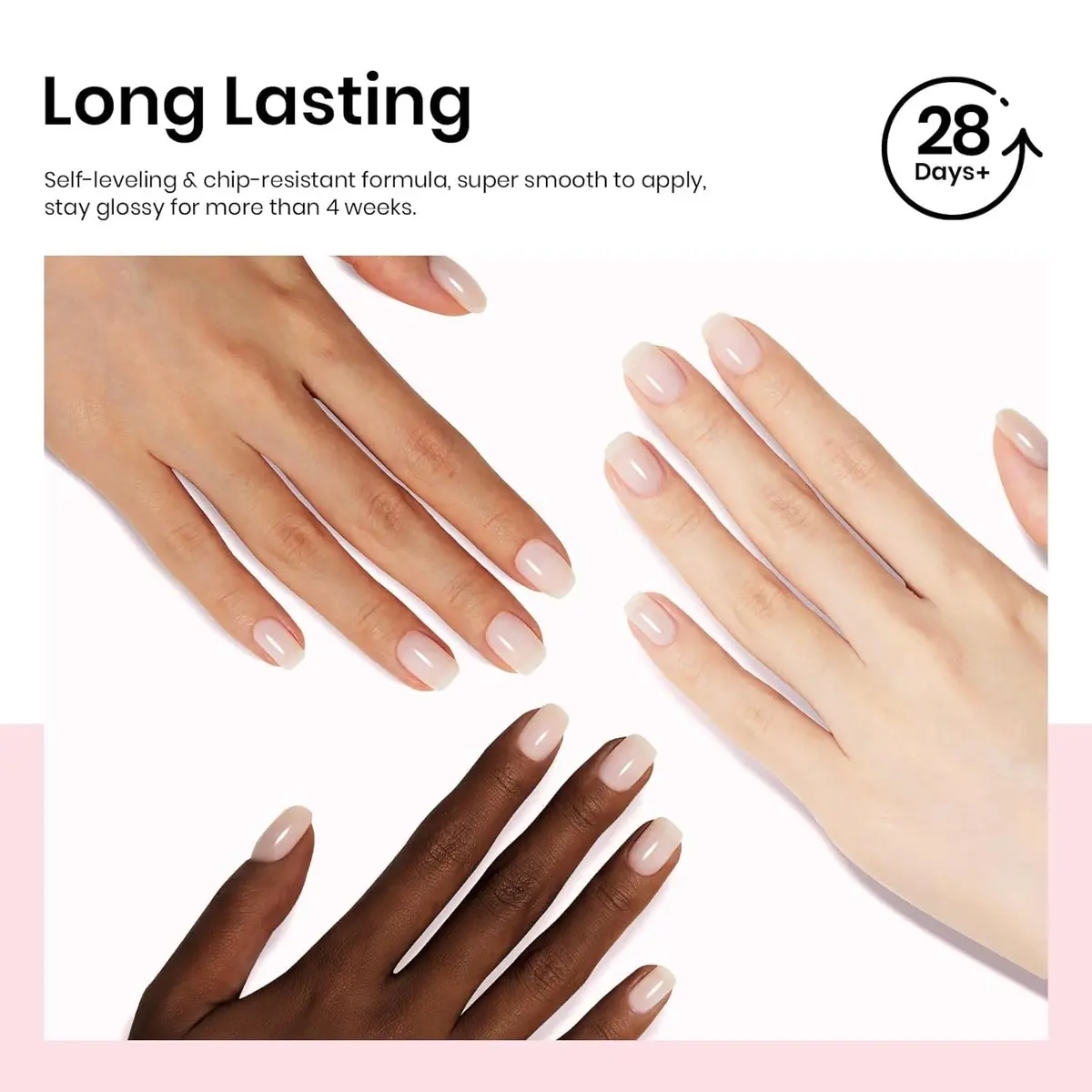 Beetles Milky White Gel Nail Polish 15ml (0.51 fl oz) | Toxin-Free Jelly Nude Color for Natural Nails - view 8