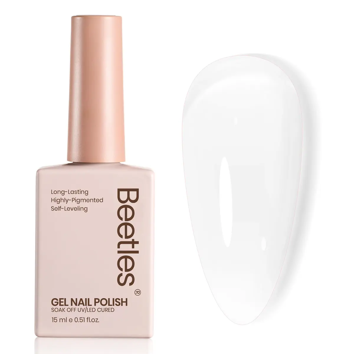 Beetles Milky White Gel Nail Polish 15ml (0.51 fl oz) | Toxin-Free Jelly Nude Color for Natural Nails - view 9