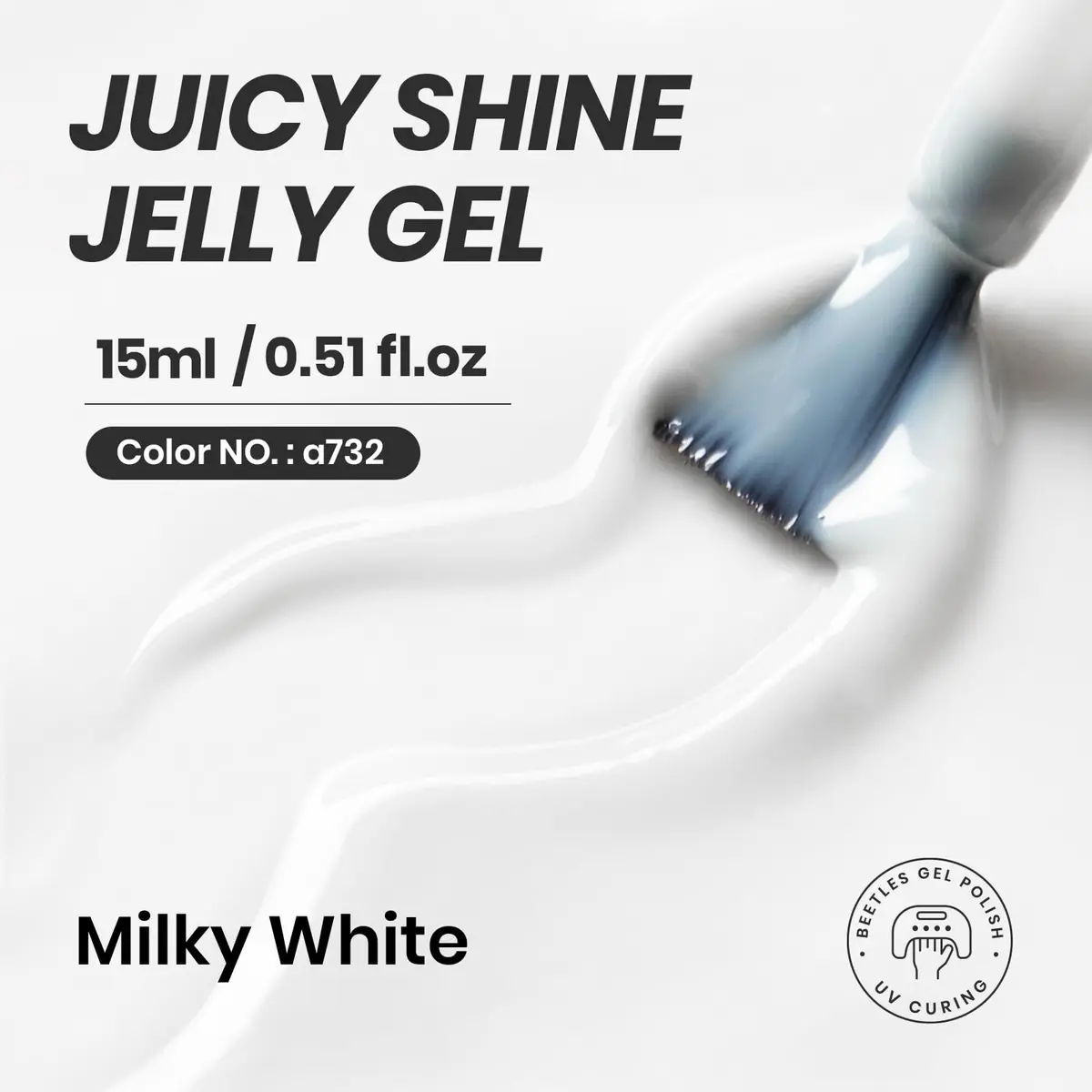 Beetles Milky White Gel Nail Polish 15ml (0.51 fl oz) | Toxin-Free Jelly Nude Color for Natural Nails - view 2