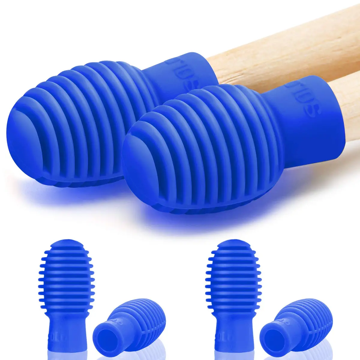 Frienda Silicone Drumstick Dampeners 4 pcs Blue | Noise-Reducing Practice Tips for Drummers - main product image