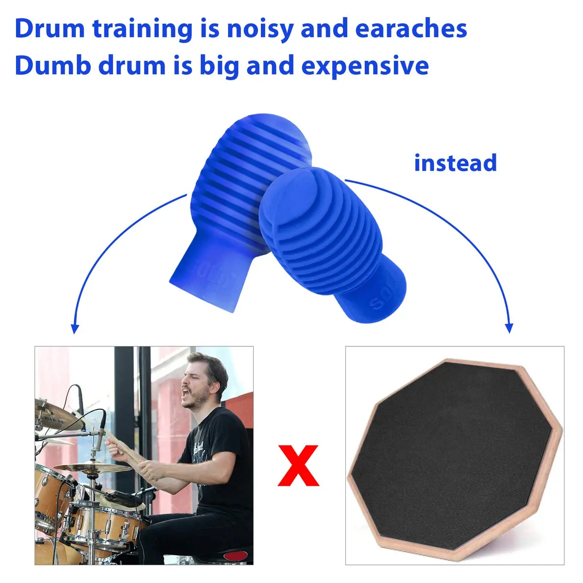 Frienda Silicone Drumstick Dampeners 4 pcs Blue | Noise-Reducing Practice Tips for Drummers - view 7