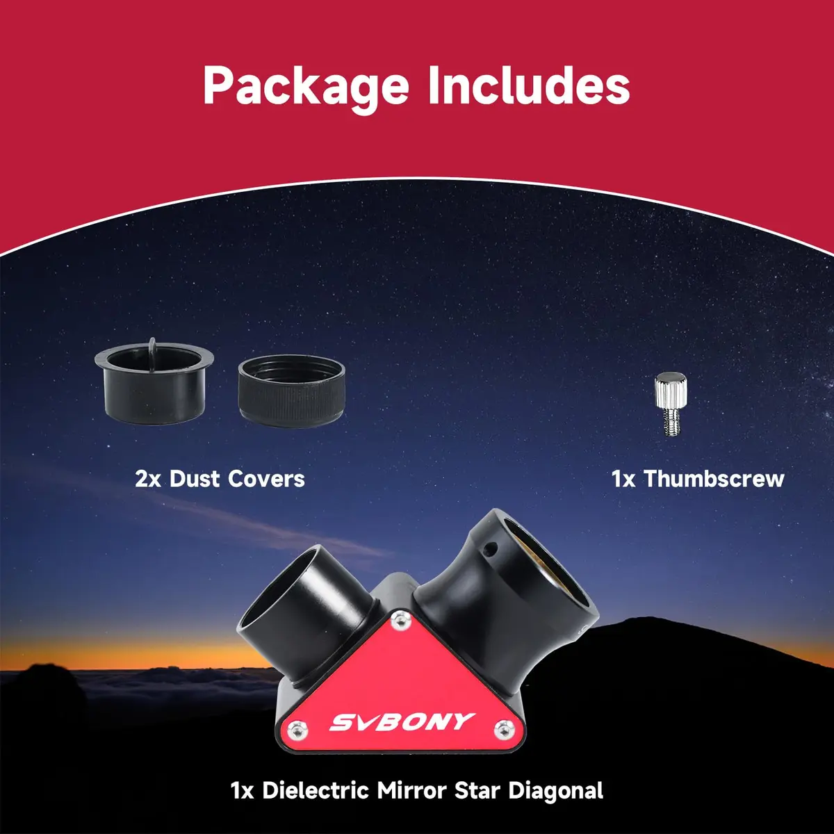 SVBONY SV188P Telescope Diagonal 1.25" 90 Degree Mirror 99% Reflectivity | Upright Image, Brass Compression Ring - view 9