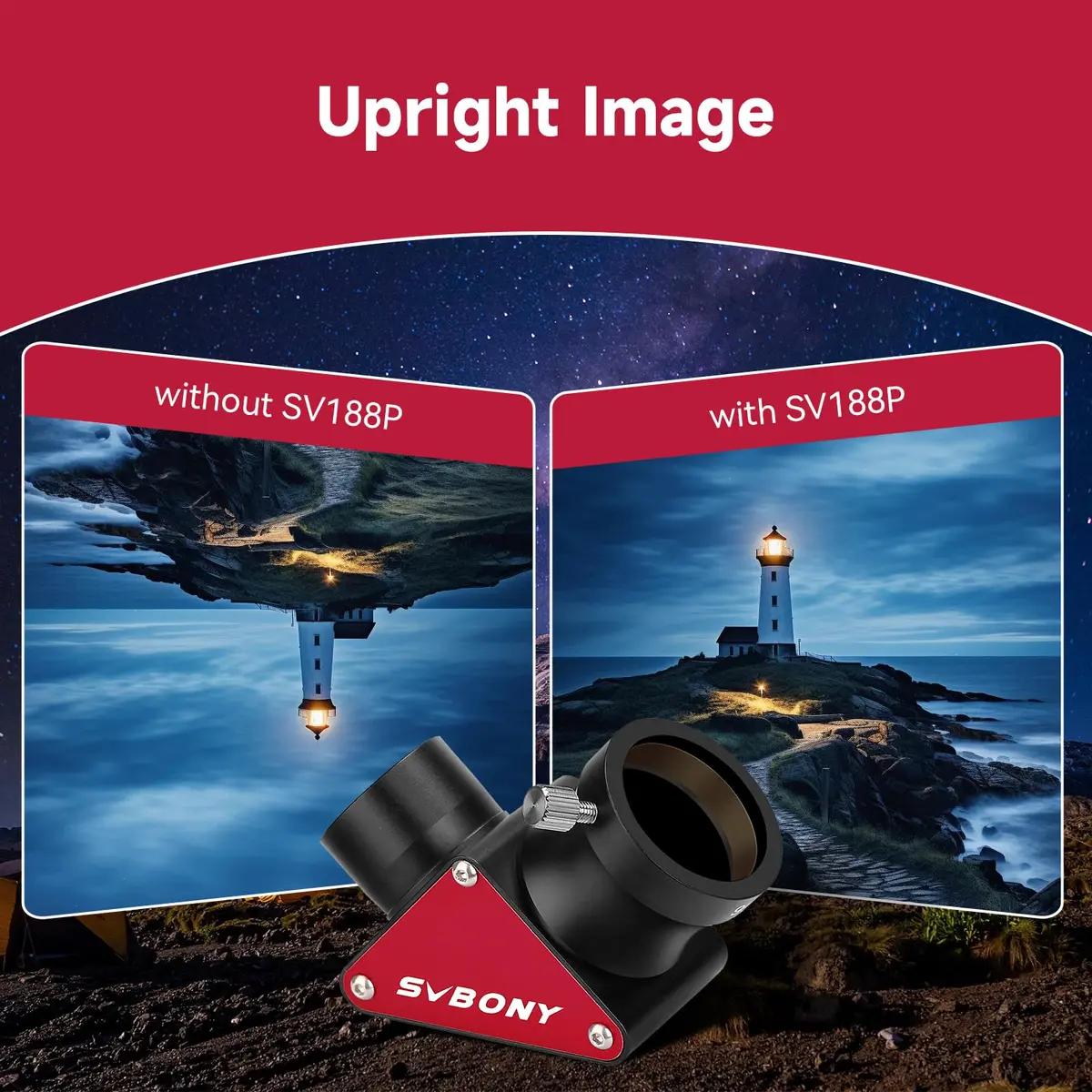 SVBONY SV188P Telescope Diagonal 1.25" 90 Degree Mirror 99% Reflectivity | Upright Image, Brass Compression Ring - view 4