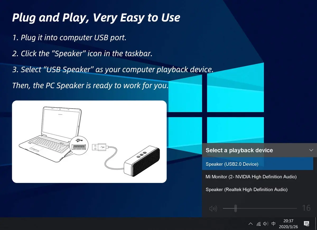 LIELONGREN USB Computer Speaker Soundbar 8W | Stereo Sound with Enhanced Bass for Desktop & Laptop - view 8